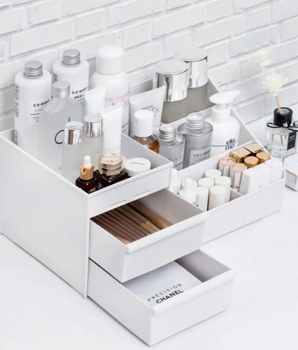 Make-up Organizer - Cosmetica Opbergdoos - Sieraden Bakje - Dames - Wit - Opmaken