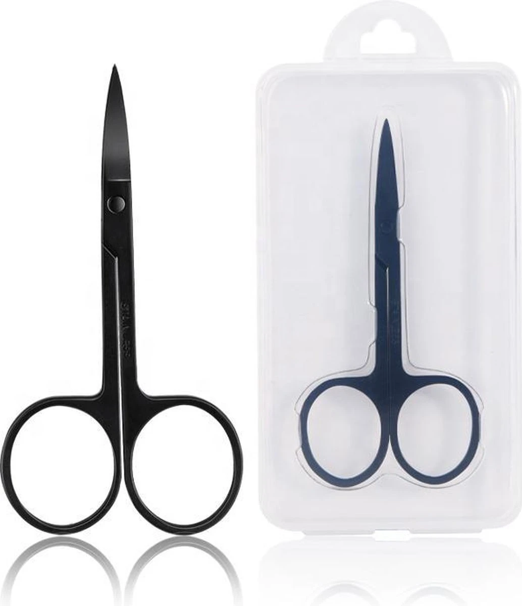 Medies - Professionele Schaar Voor Wenkbrauwen | Wenkbrauw Schaartje | Wenkbrauwschaar | Wenkbrauw Schaar | Gebogen Schaar| Schaar Voor Baard | Wenkbrauw Trimmer | Baardschaar - RVS - Zwart