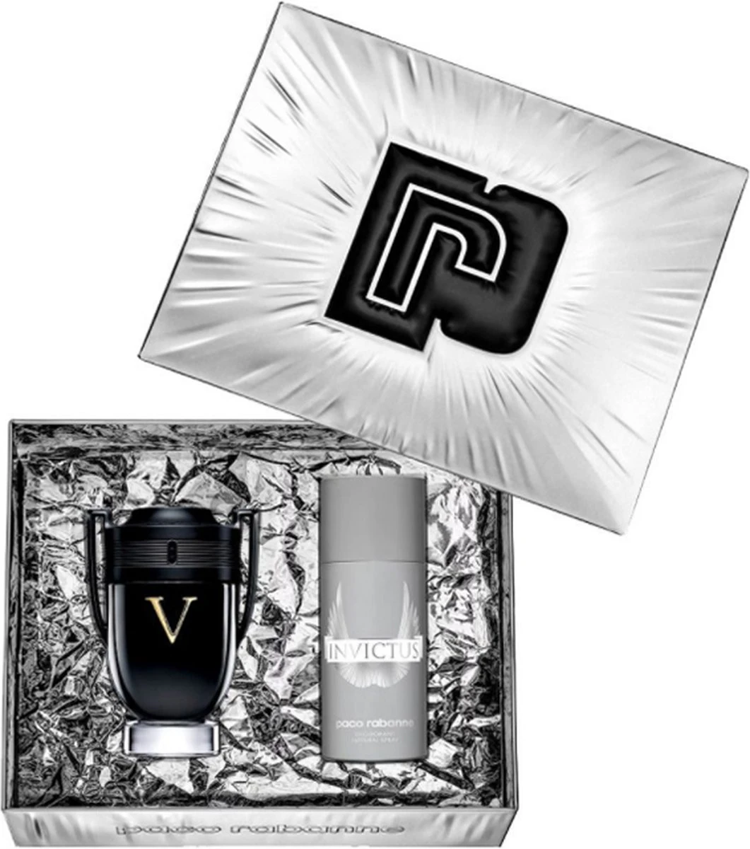Paco Rabanne Invictus Victory Giftset -100 Ml Eau De Parfum Spray + 150 Ml Deodorant Spray - Cadeauset Voor Heren
