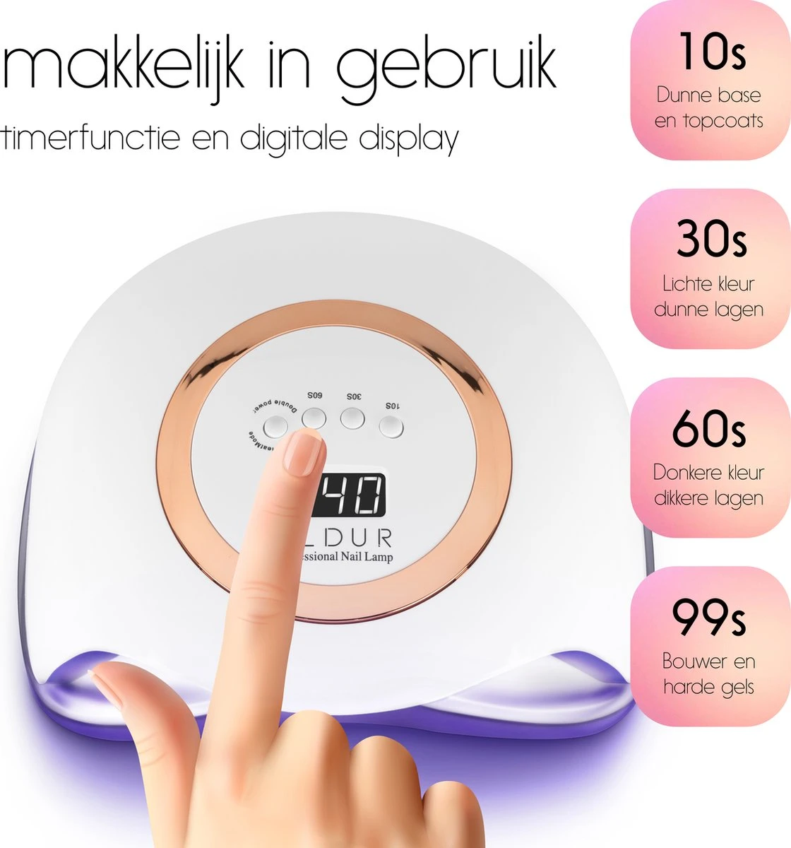 Eldur® Nageldroger - Nagellamp 168W - Gelnagels UV Lamp Nagels - Gellak Lamp - Afbeelding 2