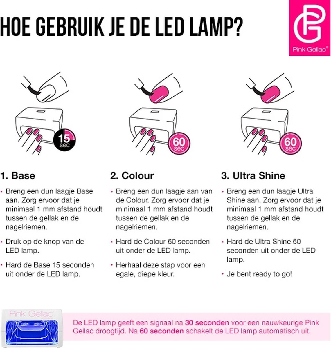Pink Gellac - LED Lamp - Nageldroger Voor Gellak - Wit - Met Timer - Afbeelding 4