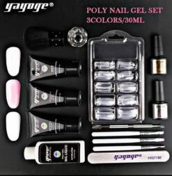 POLYGEL KIT – Polygel Kit - Poly Gel Nagels - Nagelverlenging -3 Kleuren - Starter Kit - 15 Delig - Nagelknipper - Nagelvijl - Starterset Voor Acrylgel - Acryl