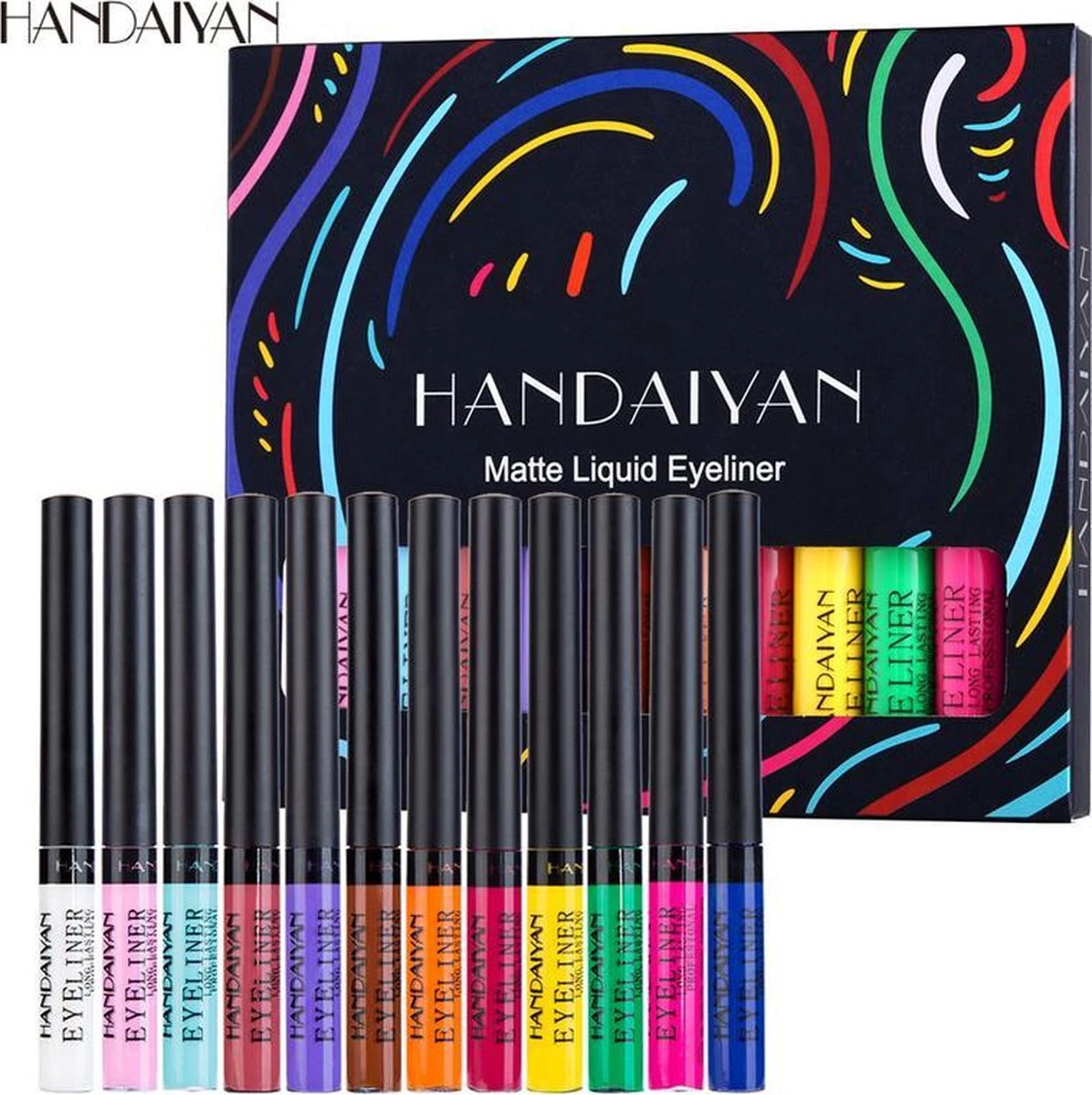 HANDAIYAN® | Liquid Eyeliner | Set Van 12 Kleuren | Gekleurde Eyeliner Set | Make Up | Waterproof | Langhoudend