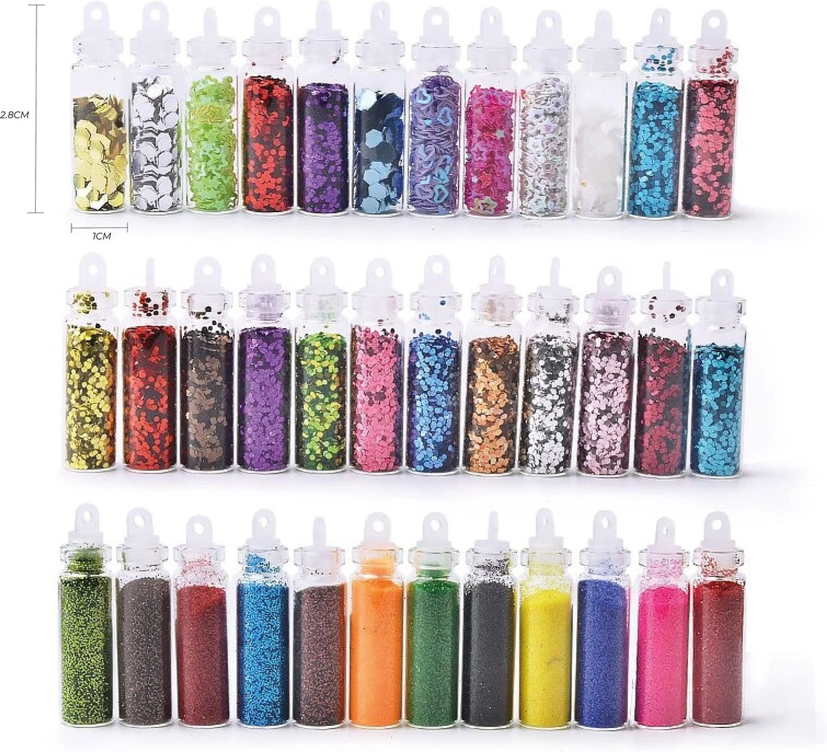 Merkloos 48 Verschillende Flesjes Nagel Decoratie Met Glitters En Sticker - Nail Art - Nagelversiering - Cadeau Tip - Afbeelding 9