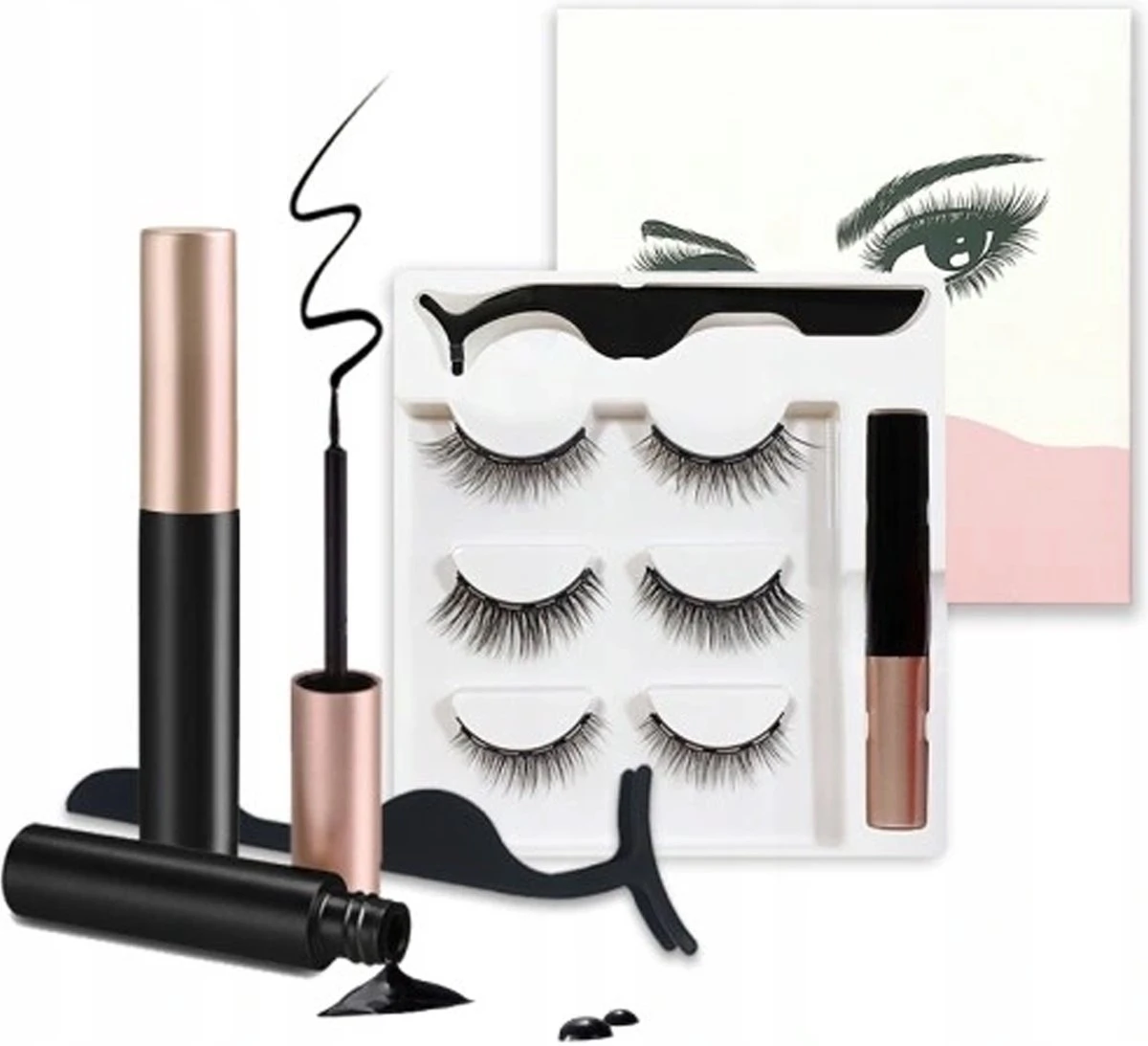 Magnetische Wimpers - Eyeliner & Pincet - Wimper Extension - 3 Paar Nepwimpers - Lashes Set - Rheme - Afbeelding 8