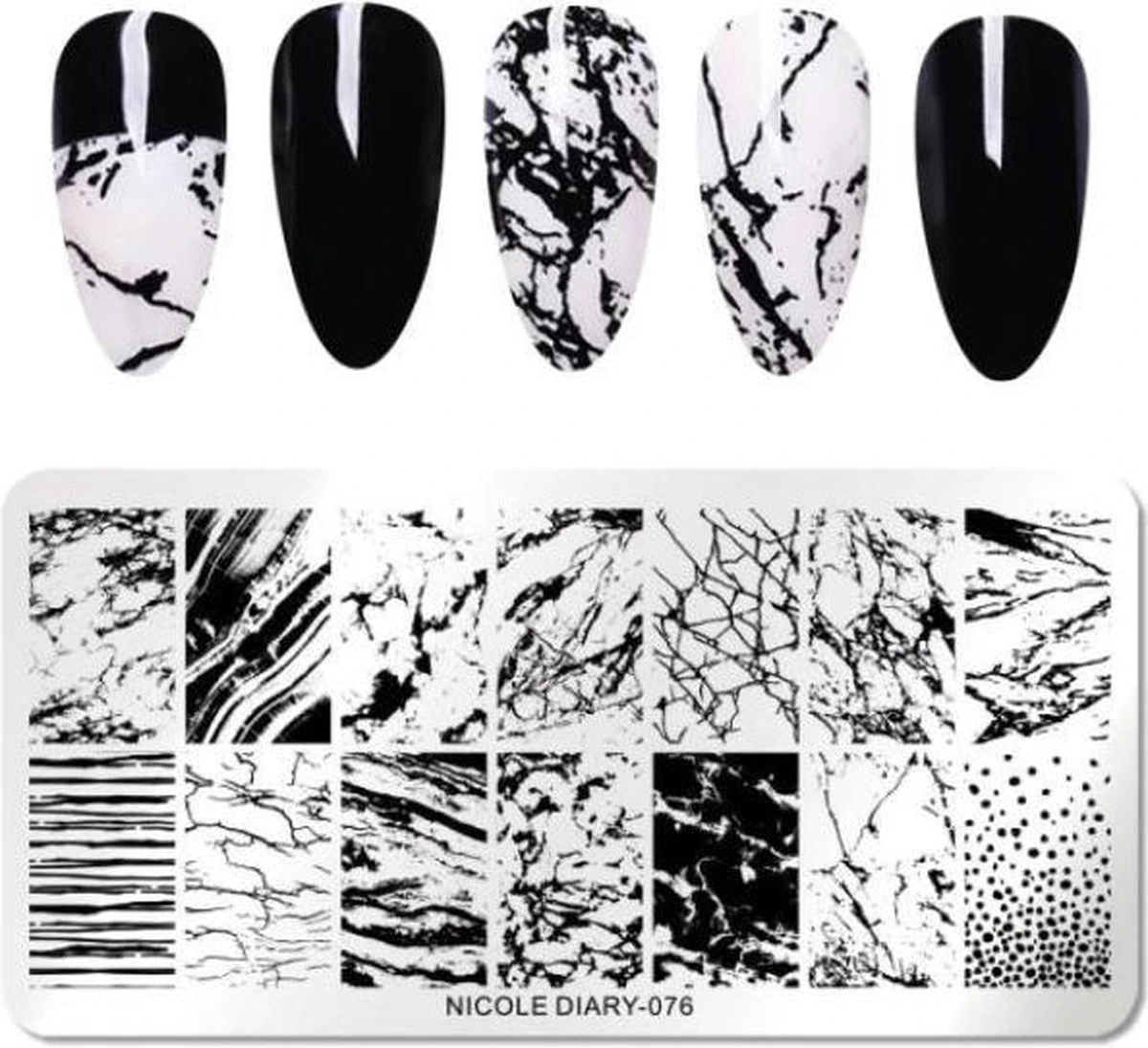 Nail Art Stempel Plaat - French Manicure - Nagellak Acryl - Marmer Patroon Sjabloon