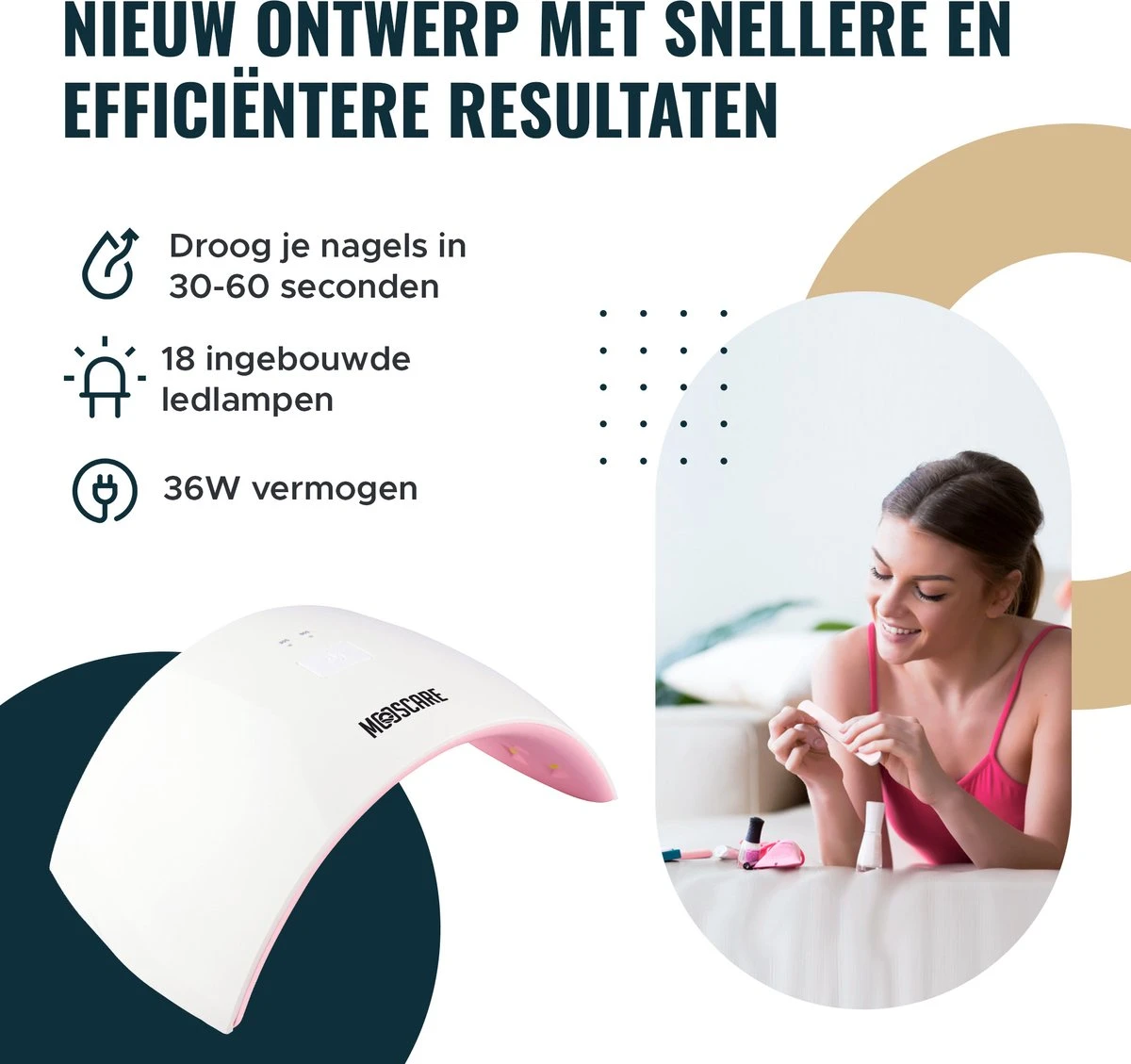 MOOSCARE 36 Watt LED Lamp Voor Gellak Nagels – Nageldroger – Gellak Lamp - UV Lamp Gelnagels - Nail Art Nagellamp - Gel Nagellak Nageldroger - Afbeelding 3