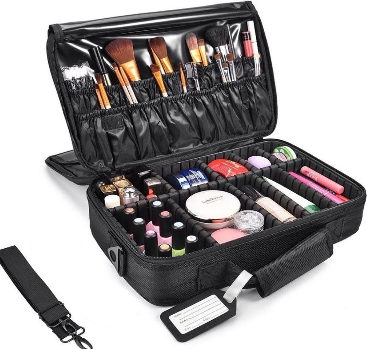 Cosmetica Koffer - Make-up Koffer Met Verstelbare Vakken - Visagie En Nagelstyliste Beauty Koffer - 37x27x13CM