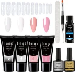 Luneya Polygel Kit - 120gr - Polygel Nagels Starterspakket - 4 Kleuren - Tasje