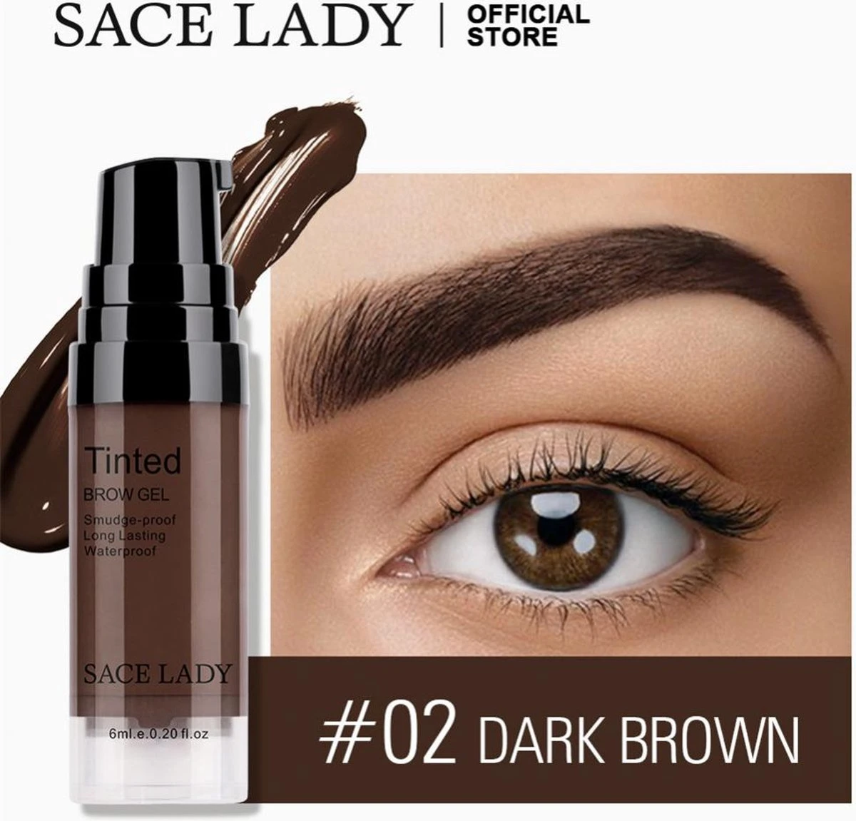 Sace Lady Tattoo Brow Peel-Off Gel - Brow Gel - Wenkbrauw Gel Mascara – Dark Brown #02 – Assortiment ‘Het Gemak’