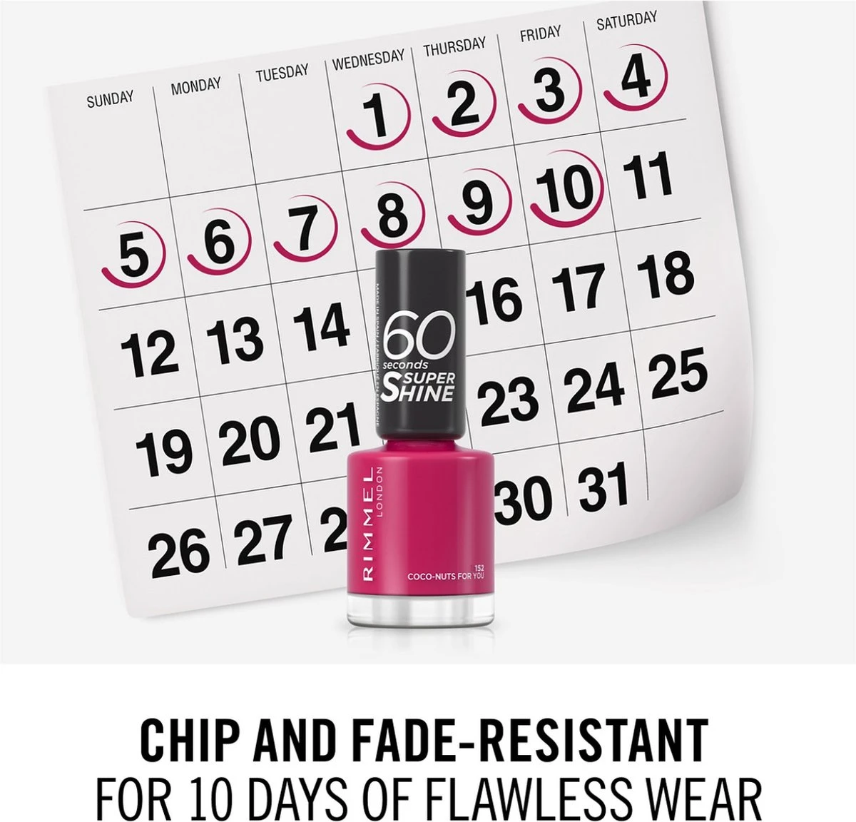 Rimmel London 60 Seconds SuperShine Nagellak - 152 Coco Nuts For You - Afbeelding 5