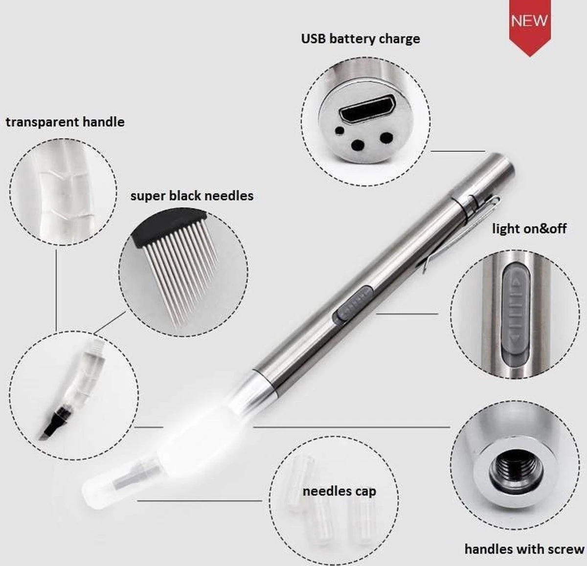 Microblading Pen Met Led Verlichting – Microblading Pen – Microblade Houder Met LED Lamp - Wenkbrauw Microblading Pen - Eyebrow Tattoo Pen - 3D- Hoge Kwaliteit – Herbruikbaar. - Afbeelding 4