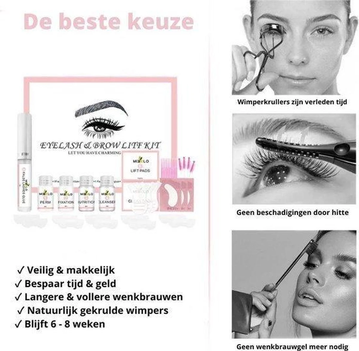 Mimlo Professionele Wimper & Wenkbrauw Lifting Set - Lash Lift Kit - Wimperlifting Set - Browlift - Permanente Wimper Kruller - Lash & Brow Lift Kit - Afbeelding 8