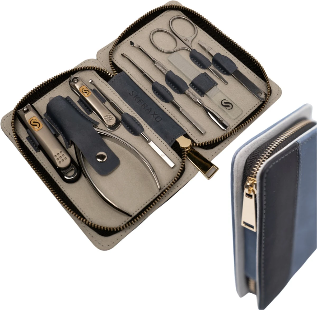 Skeraxo 8-delige Luxe Verschillende Tools - Professioneel Manicure Set & Pedicureset Met Nagelvijl & Nageltang – Behandeling Nagels En Huid
