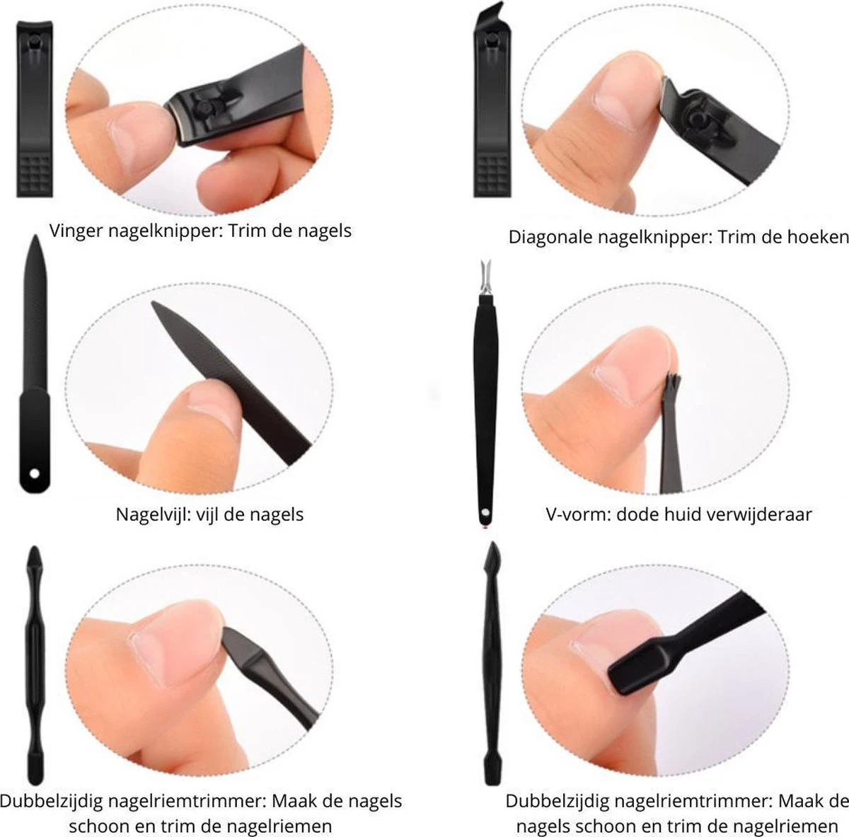 XYZ Goods - Manicure En Pedicure Set - 18 Delige-set Inclusief Nagelknipper In Nette Lederen Opberg Etui - Afbeelding 4