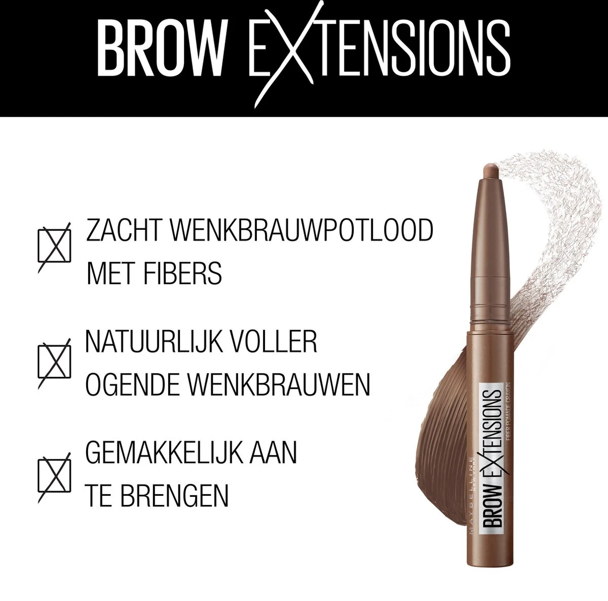 Maybelline Brow Extensions - 06 Deep Brown - Bruin Wenkbrauwpotlood - 10.5 Gr - Afbeelding 9