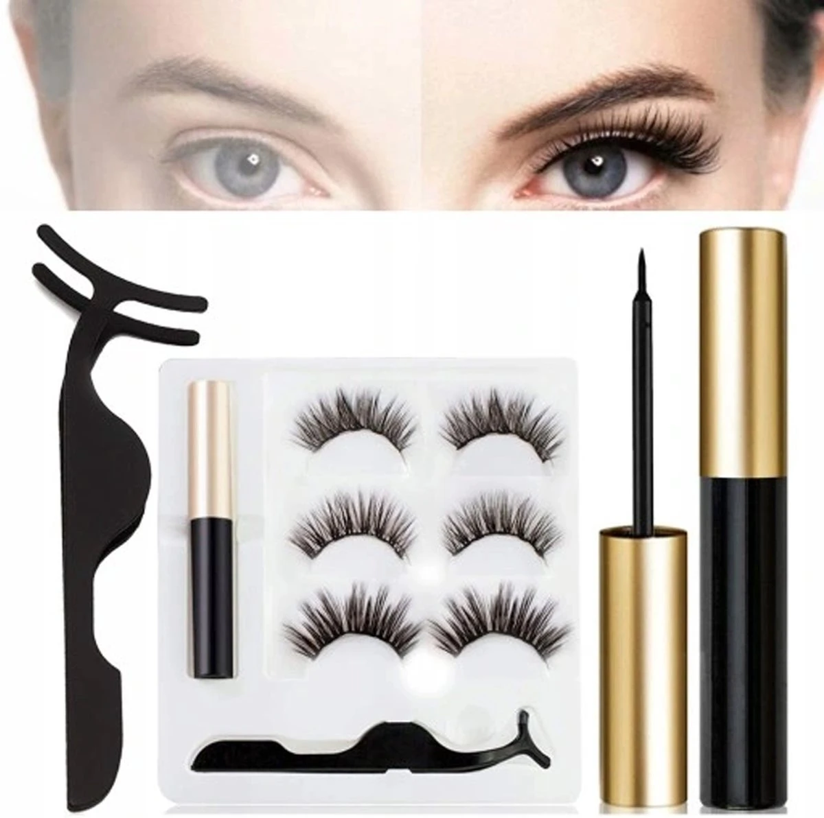 Magnetische Wimpers - Eyeliner & Pincet - Wimper Extension - 3 Paar Nepwimpers - Lashes Set - Rheme - Afbeelding 4