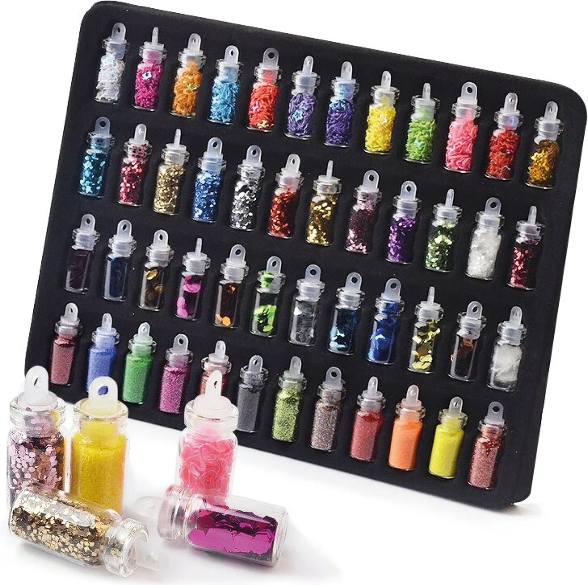 Merkloos 48 Verschillende Flesjes Nagel Decoratie Met Glitters En Sticker - Nail Art - Nagelversiering - Cadeau Tip - Afbeelding 10