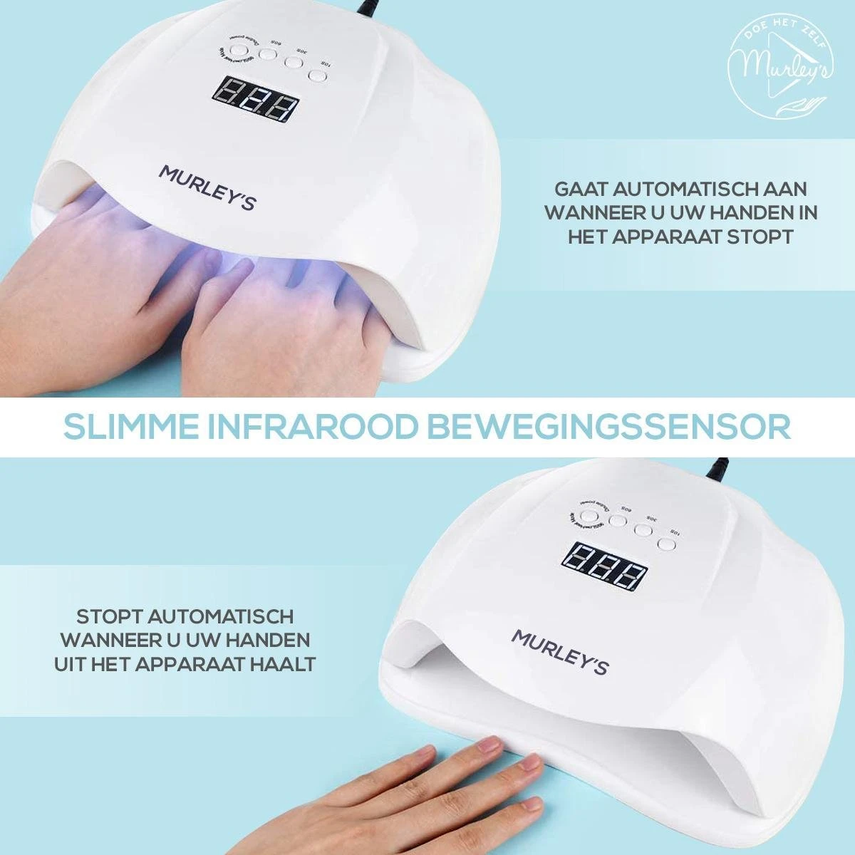 Murley’s Pro Dual Nagellamp Gellak Nageldroger - UV LED Nagel Lamp - 54 Watt - 36 LED’s - Afbeelding 5