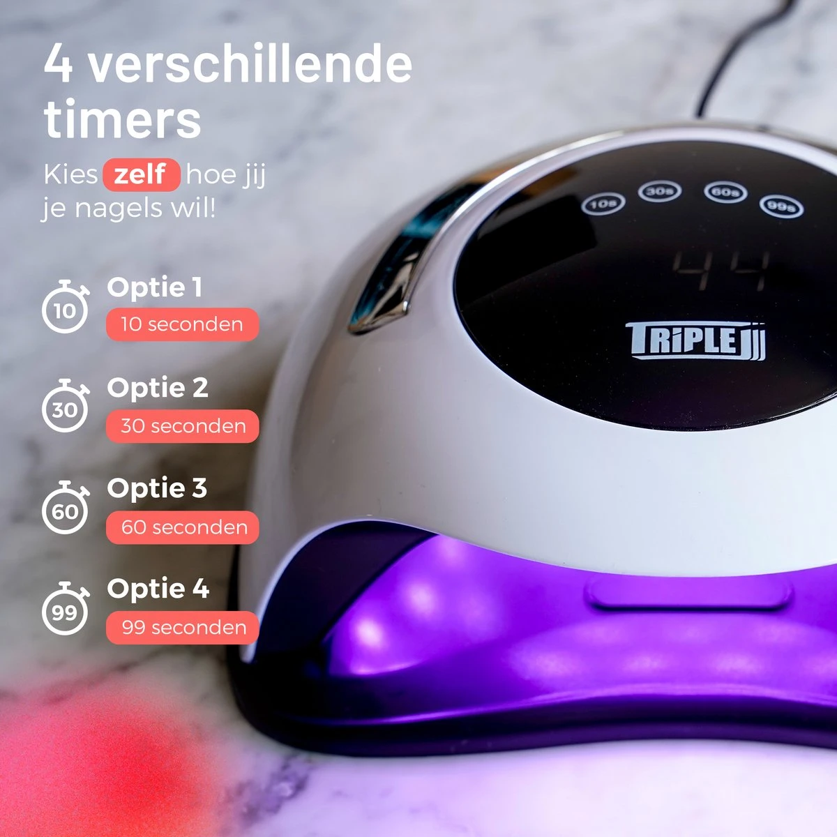 Triple J® UV Lamp Gelnagels - Nageldroger - Nagellamp - Automatische Timer - 36 LEDs - Wit - Afbeelding 4