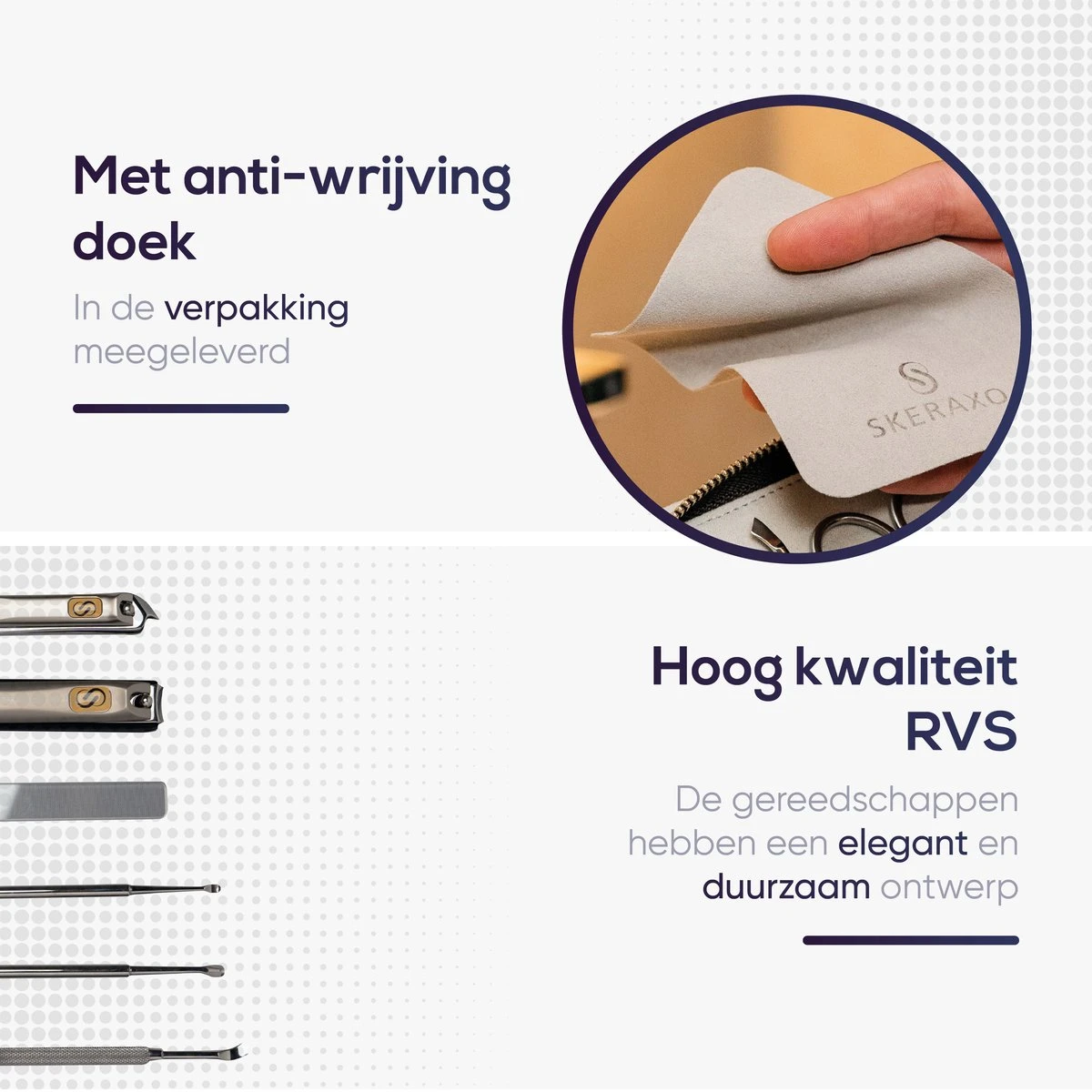 Skeraxo 8-delige Luxe Verschillende Tools - Professioneel Manicure Set & Pedicureset Met Nagelvijl & Nageltang – Behandeling Nagels En Huid - Afbeelding 16