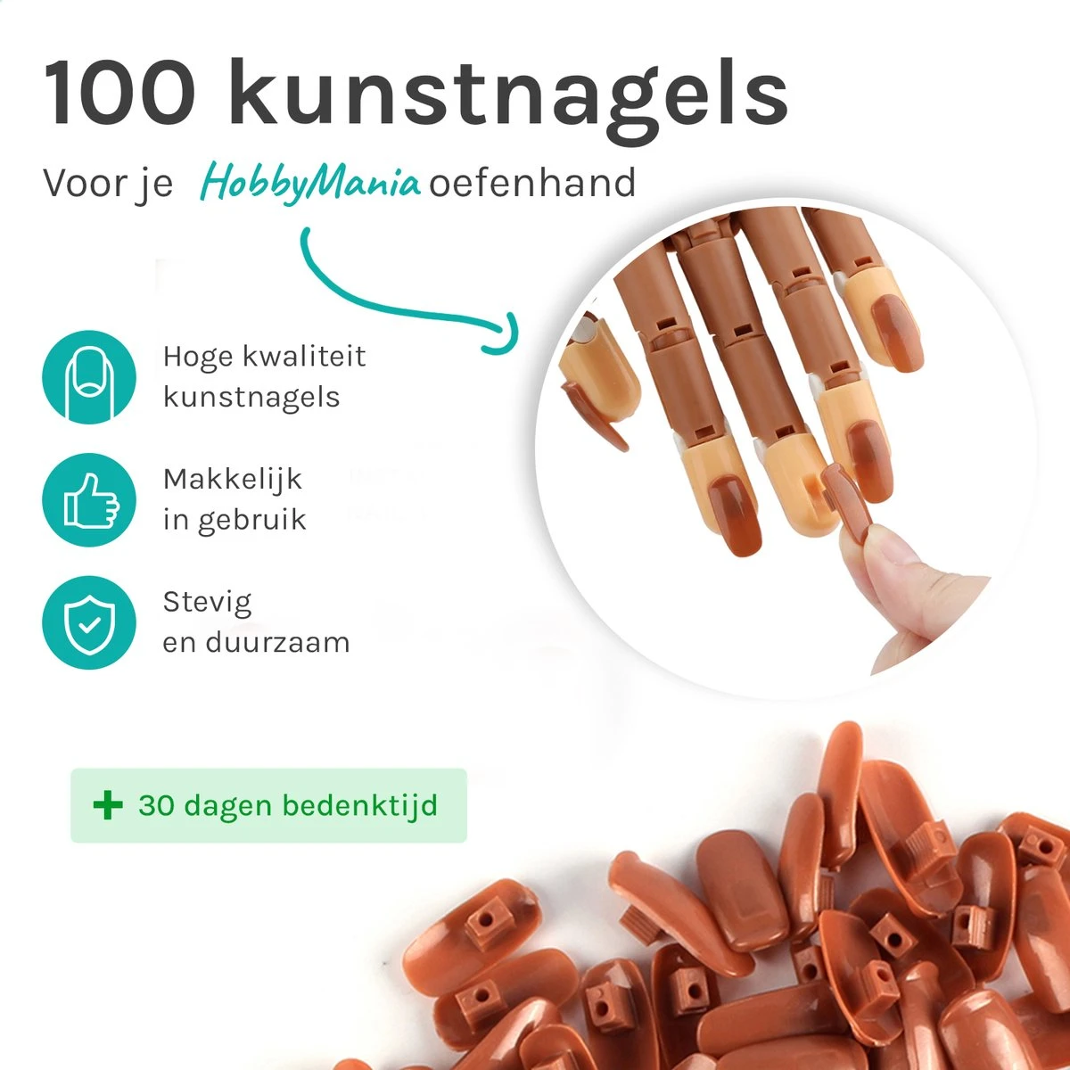 Nagel Tips - Oefenhand Nageltips - Kunstnagels - Nailtrainer - Nail Tips - 100 Stuks - Afbeelding 2