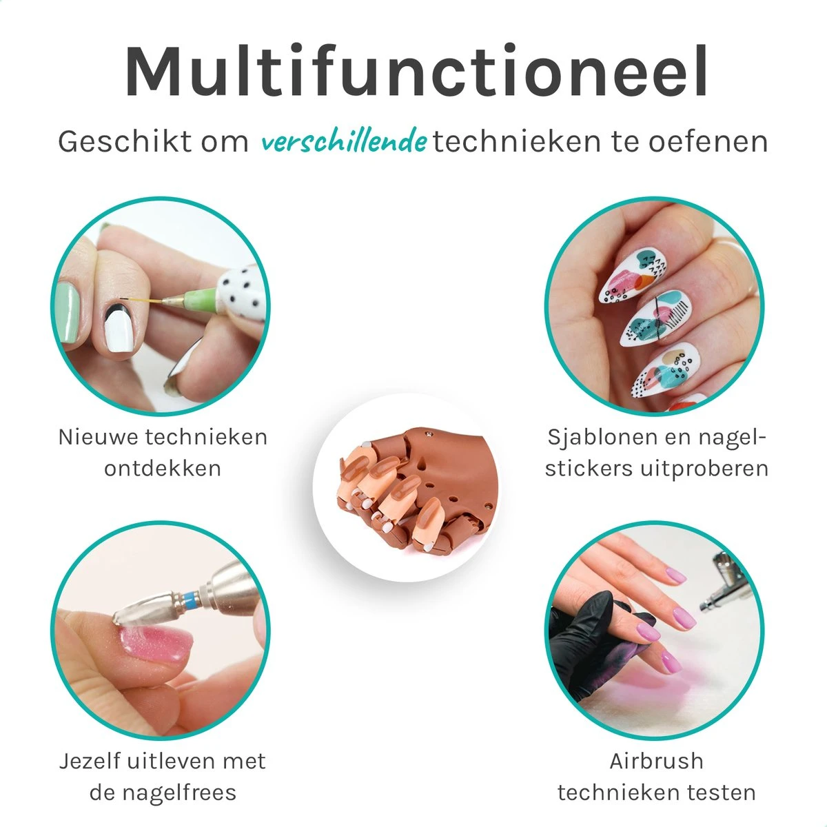 Nagel Tips - Oefenhand Nageltips - Kunstnagels - Nailtrainer - Nail Tips - 100 Stuks - Afbeelding 4