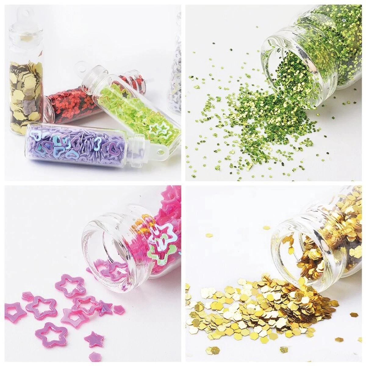 Merkloos 48 Verschillende Flesjes Nagel Decoratie Met Glitters En Sticker - Nail Art - Nagelversiering - Cadeau Tip - Afbeelding 7