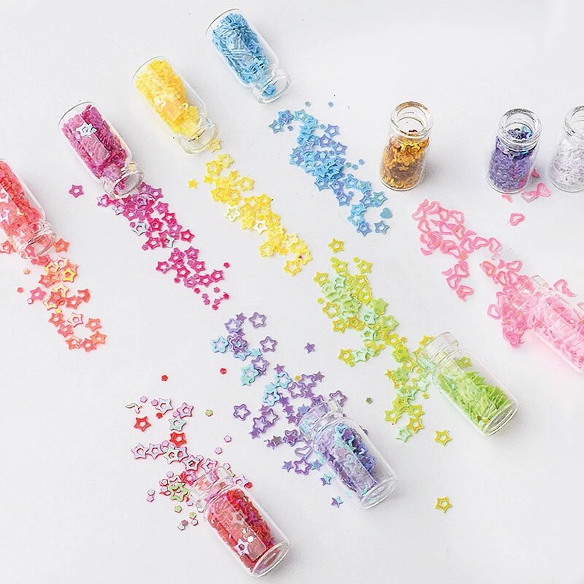 Merkloos 48 Verschillende Flesjes Nagel Decoratie Met Glitters En Sticker - Nail Art - Nagelversiering - Cadeau Tip - Afbeelding 8