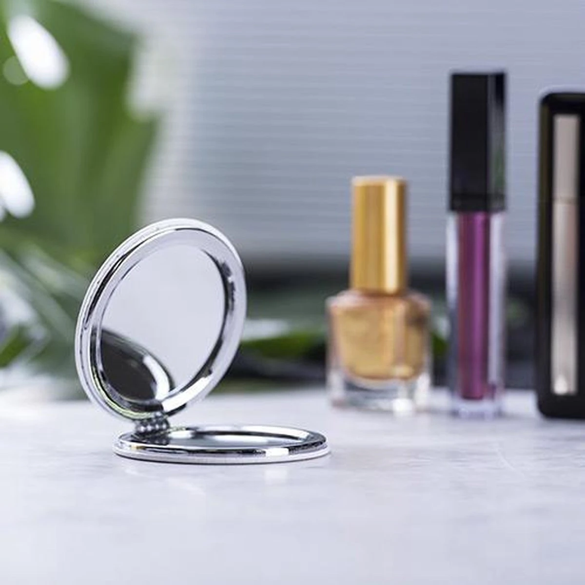 Merkloos Spiegeltje | Mini Spiegel | Zak Spiegel | Make Up Spiegeltje | Dubbele Klapspiegel - Wit - Afbeelding 3