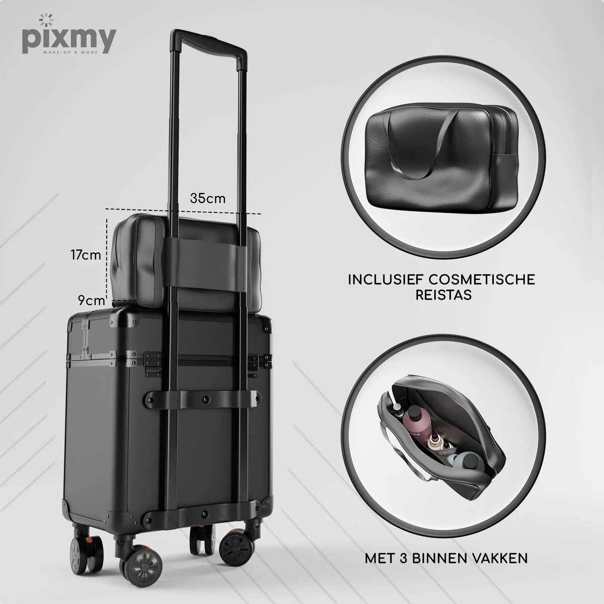 PIXMY® - MT130-S - Make Up Koffer - Cosmetica Koffer - DESIGN - Afbeelding 2