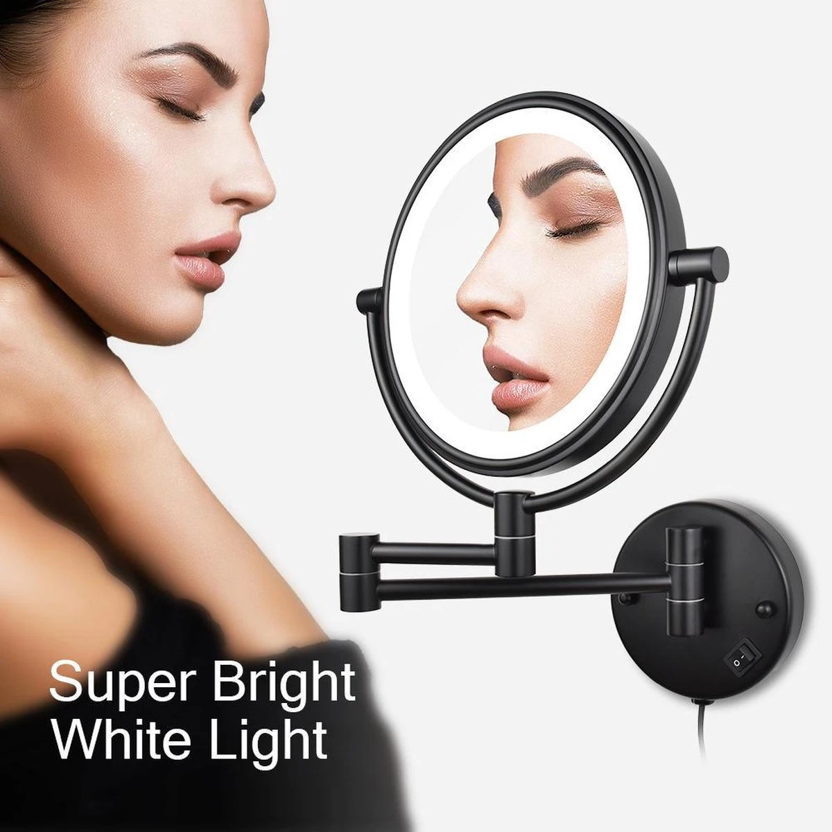 SaniDreams Thora - Make-up Spiegel-rond-zwart-10x Vergroot