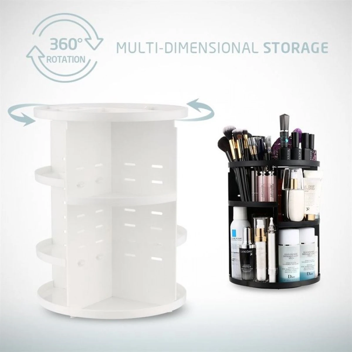 UNIQ 360° Roterend Make-Up Organizer - Beauty Organizer Voor Huidverzorging En Make-up - Opbergbox - Wit - Afbeelding 4