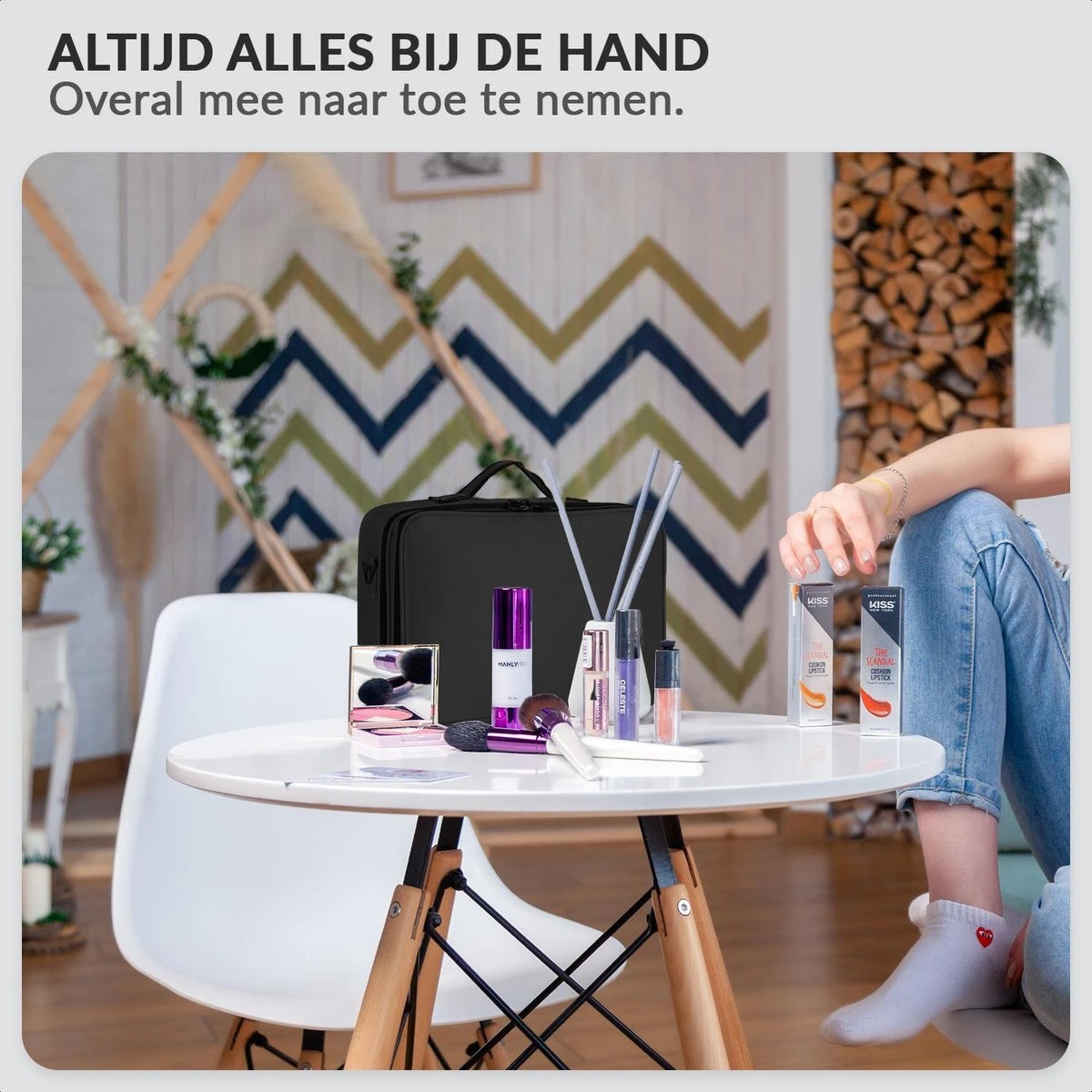 Cosmetica Koffer - Make-up Koffer Met Verstelbare Vakken - Visagie En Nagelstyliste Beauty Koffer - 37x27x13CM - Afbeelding 2