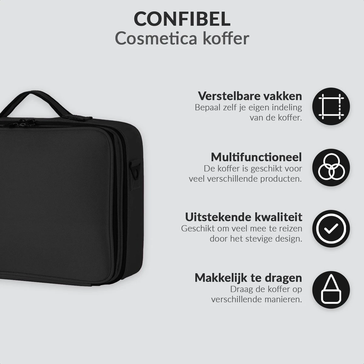 Cosmetica Koffer - Make-up Koffer Met Verstelbare Vakken - Visagie En Nagelstyliste Beauty Koffer - 37x27x13CM - Afbeelding 3