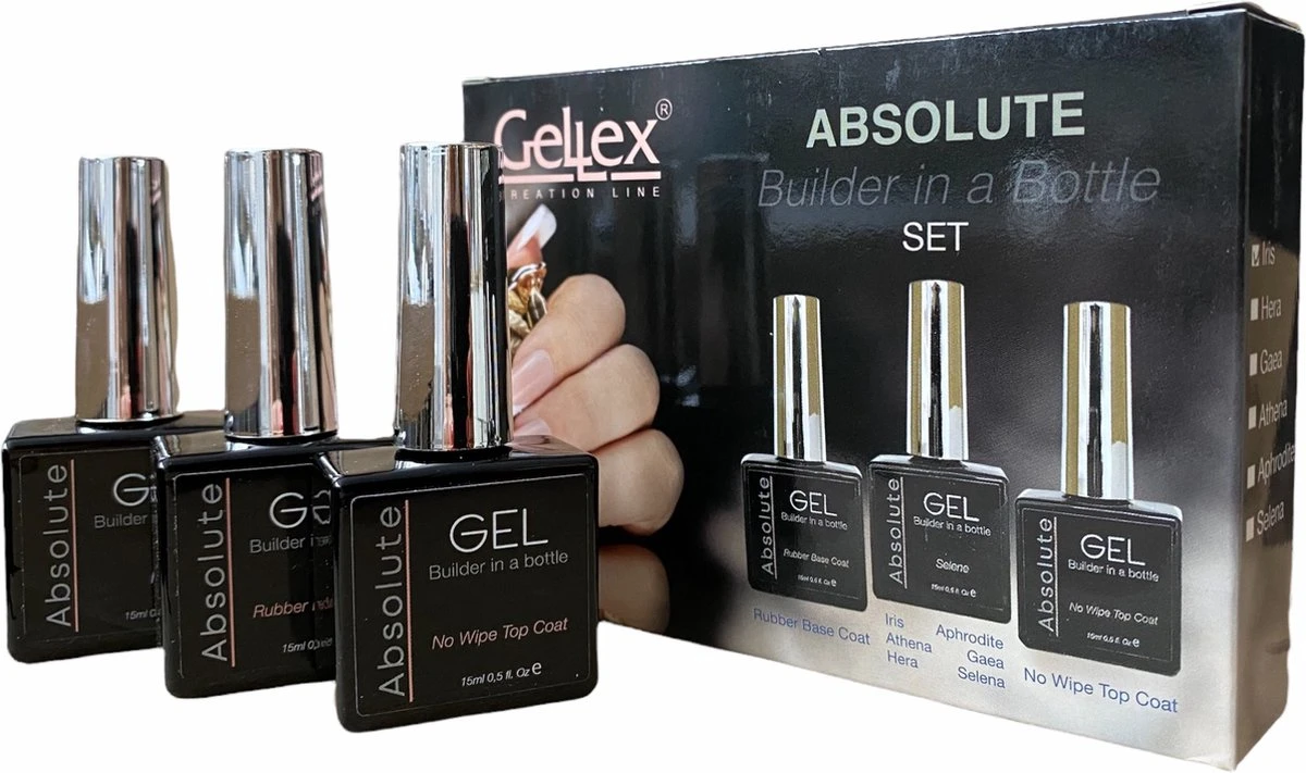 Gellex - SET Absolute Builder Gel In A Bottle "Iris" 15ml - Starterspakket 3x15ml - Gel Nagellakset
