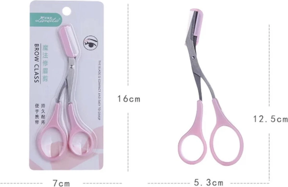 Without Lemons | Wenkbrauwschaar | Wenkbrauw Trimmer | Browshaper | BeautyTool | Gezichts Schaar | Dames| Ontharing | Design | Roze - Afbeelding 2