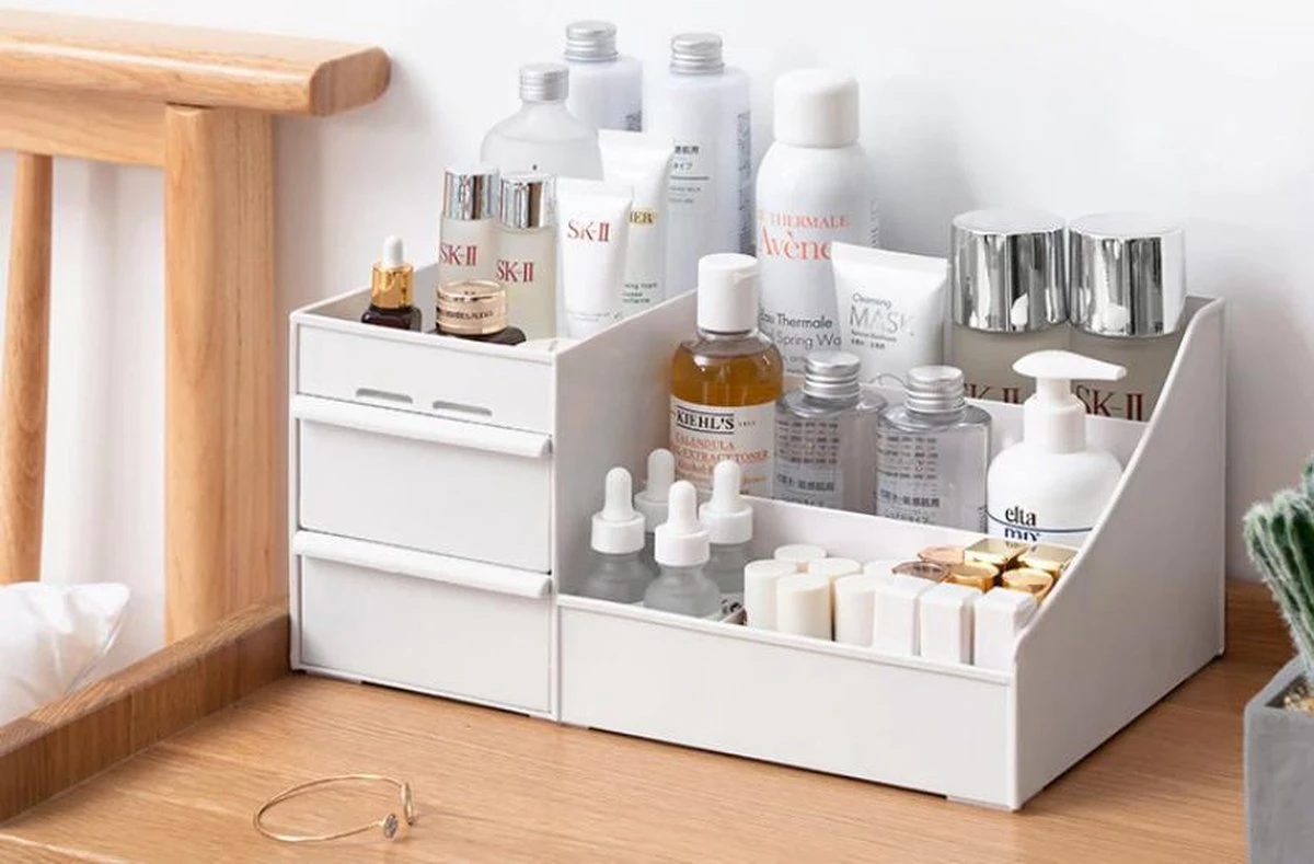 Make-up Organizer - Cosmetica Opbergdoos - Sieraden Bakje - Dames - Wit - Opmaken - Afbeelding 2