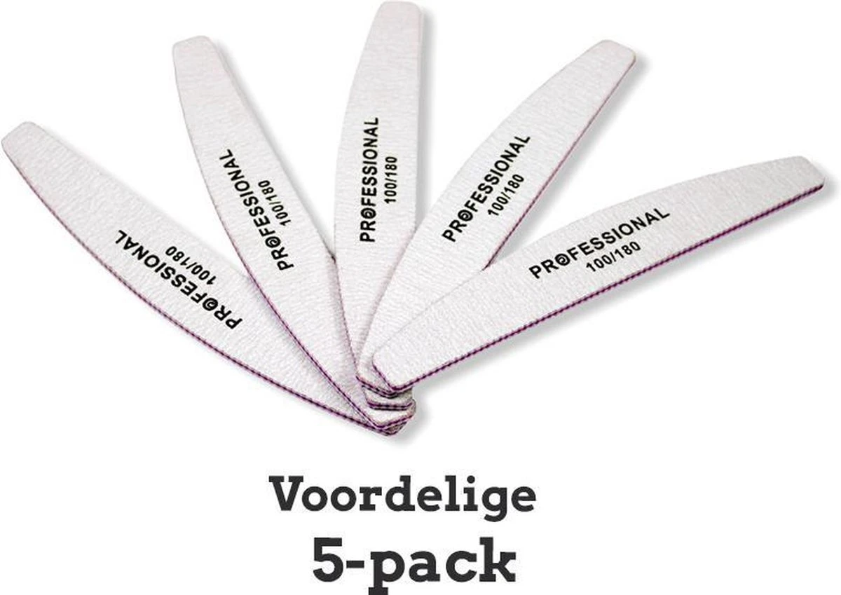 Professionele Nagelvijl 5pcs - Moon #100/180 - Top Kwaliteit - Gratis Verzending