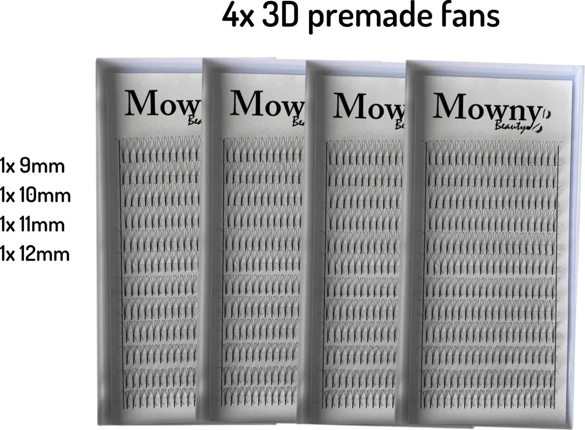 Mowny Beauty - Starterskit S - Starterspakket - Wimperextensions - Premade Fans - Lashes - Russian Volume - Afbeelding 3