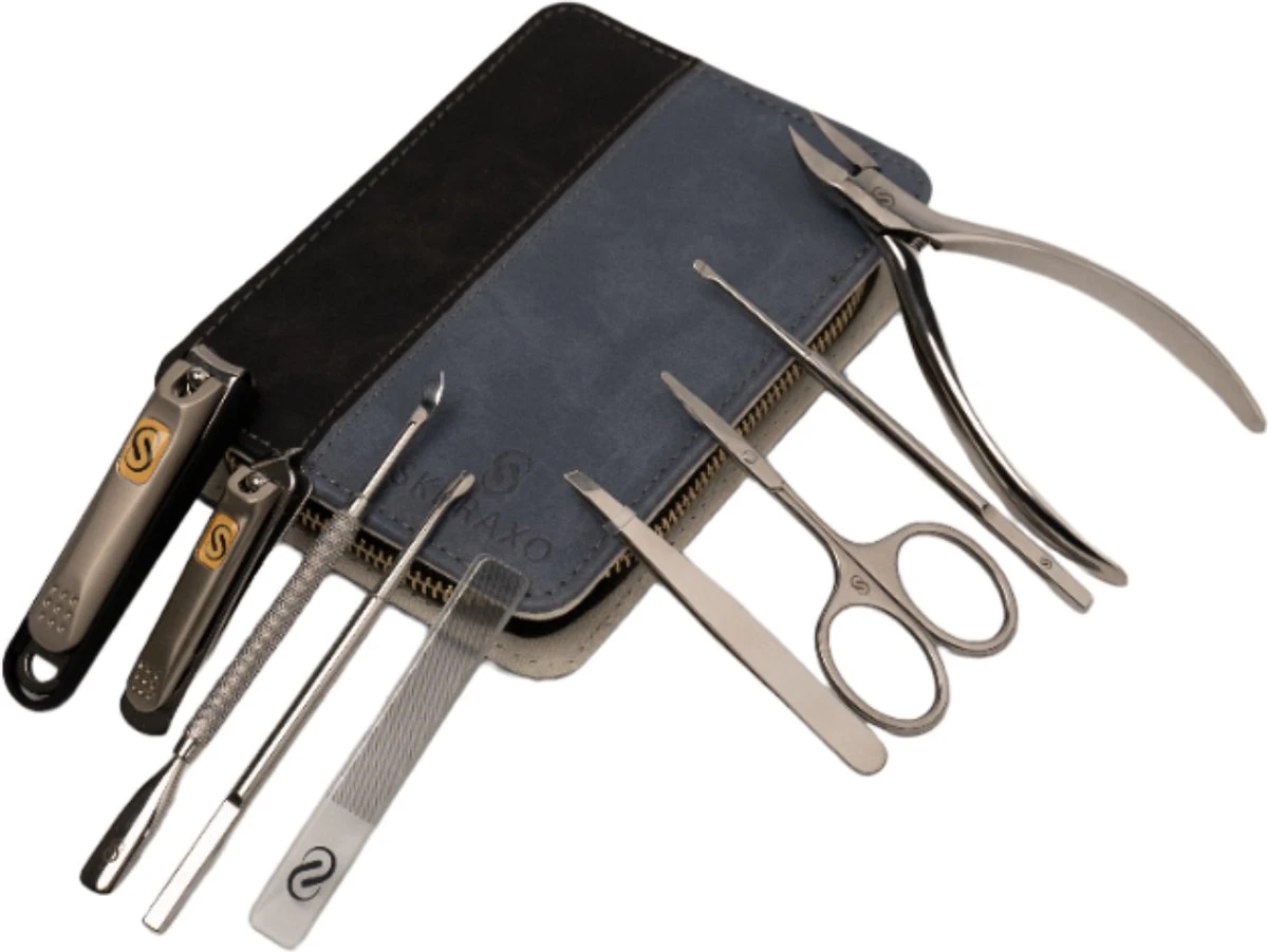 Skeraxo 8-delige Luxe Verschillende Tools - Professioneel Manicure Set & Pedicureset Met Nagelvijl & Nageltang – Behandeling Nagels En Huid - Afbeelding 7