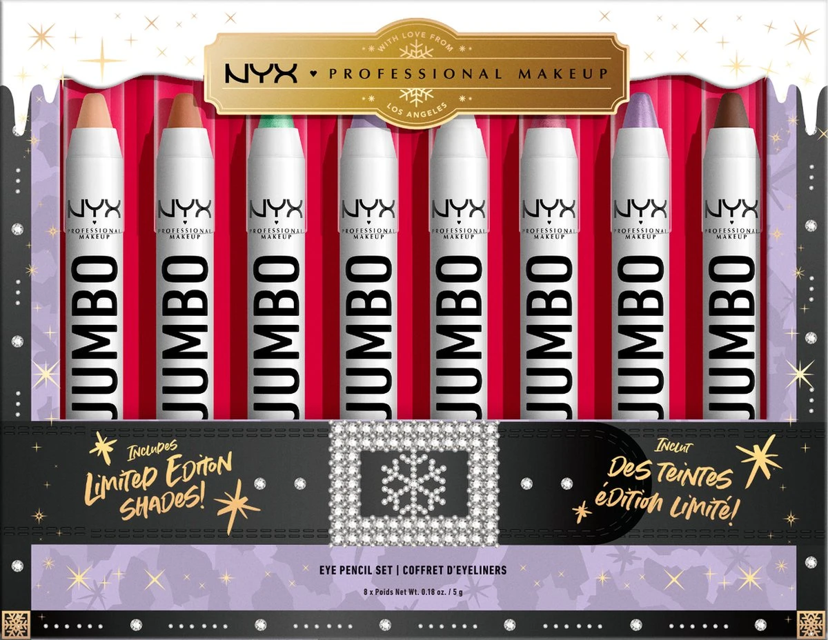 NYX Professional Makeup - Holidays 2022 Mrs Claus - Jumbo Eye Vault - 8 Jumbo Eye Pencils