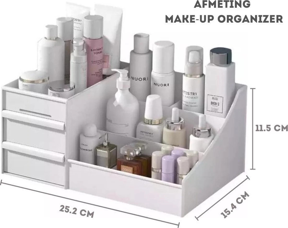 Make-up Organizer - Cosmetica Opbergdoos - Sieraden Bakje - Dames - Wit - Opmaken - Afbeelding 7