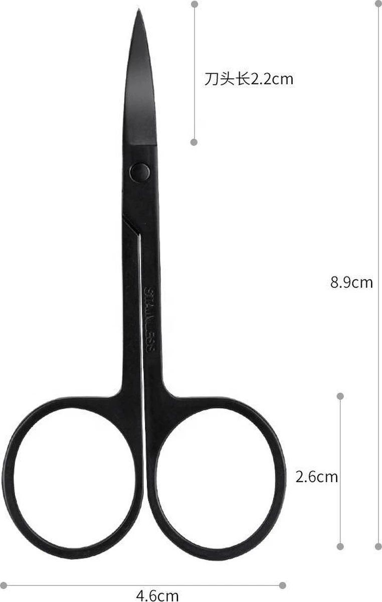 Medies - Professionele Schaar Voor Wenkbrauwen | Wenkbrauw Schaartje | Wenkbrauwschaar | Wenkbrauw Schaar | Gebogen Schaar| Schaar Voor Baard | Wenkbrauw Trimmer | Baardschaar - RVS - Zwart - Afbeelding 5