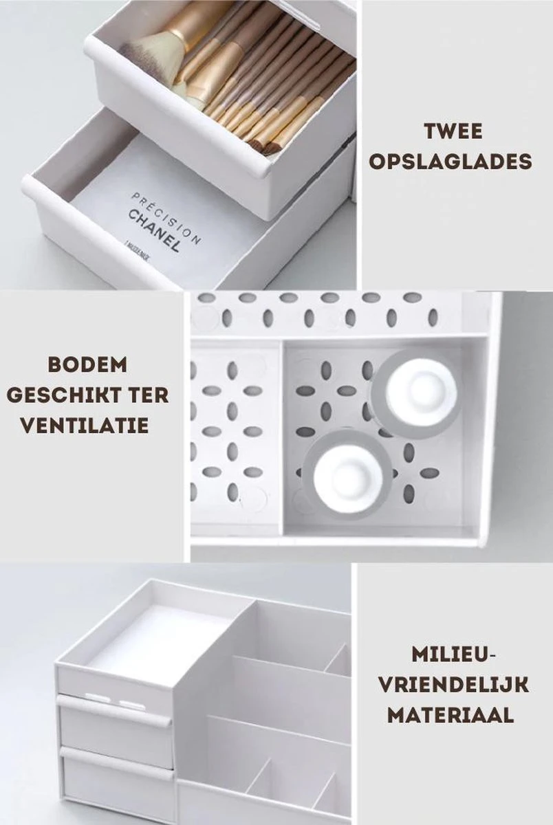 Make-up Organizer - Cosmetica Opbergdoos - Sieraden Bakje - Dames - Wit - Opmaken - Afbeelding 5