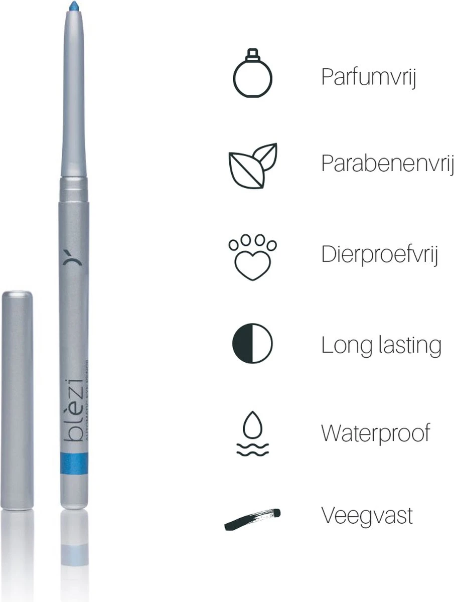 Blèzi® Automatic Eye Pencil 30 Brilliant Blue - Oogpotlood Waterproof - Blauw Felblauw - Afbeelding 4