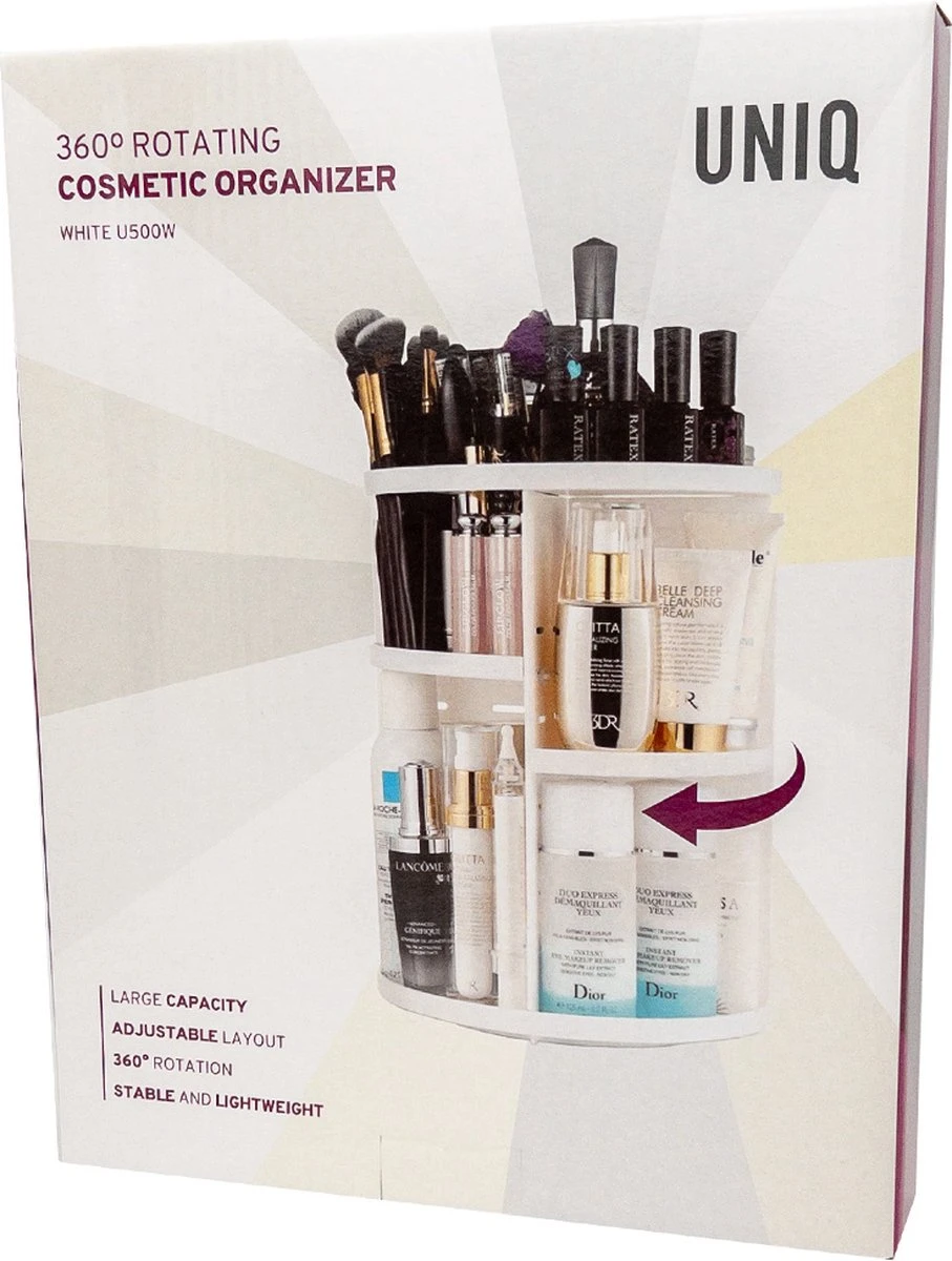 UNIQ 360° Roterend Make-Up Organizer - Beauty Organizer Voor Huidverzorging En Make-up - Opbergbox - Wit - Afbeelding 2