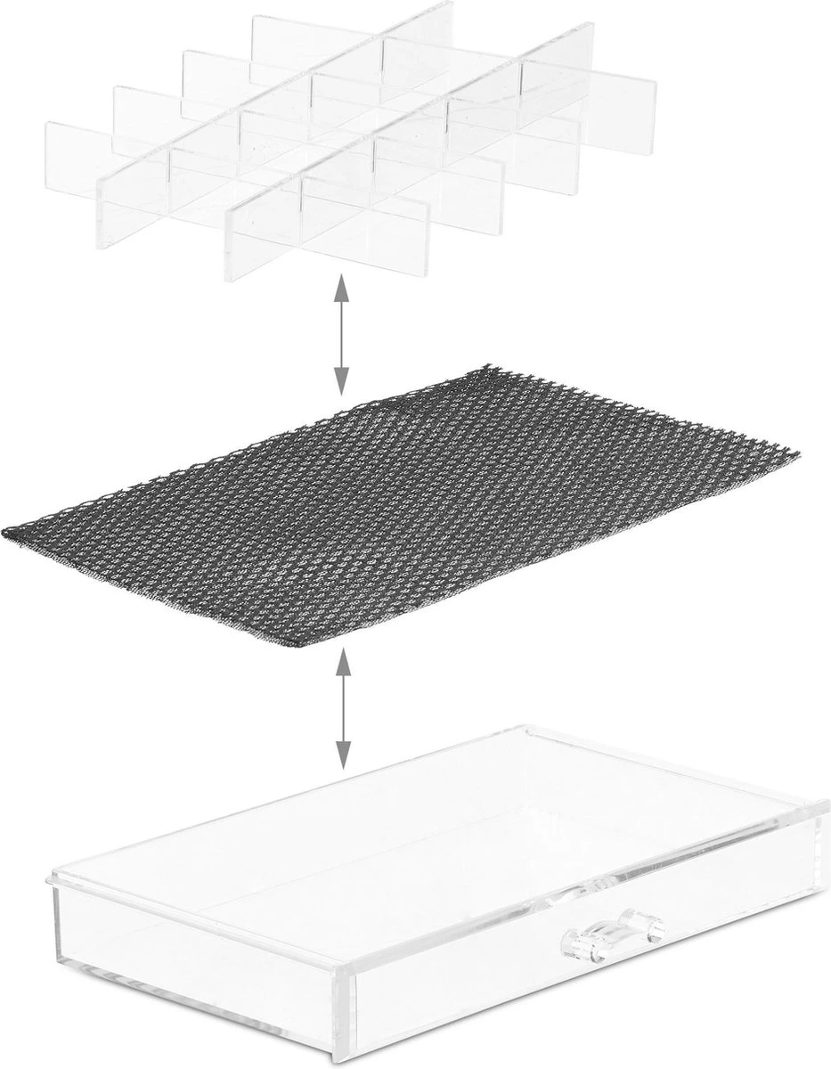 Relaxdays Make-up Organizer Acryl - 3 Lades Met Vakken Acrylbox - Cosmeticabox Opbergdoos - Doorzichtig - Afbeelding 5