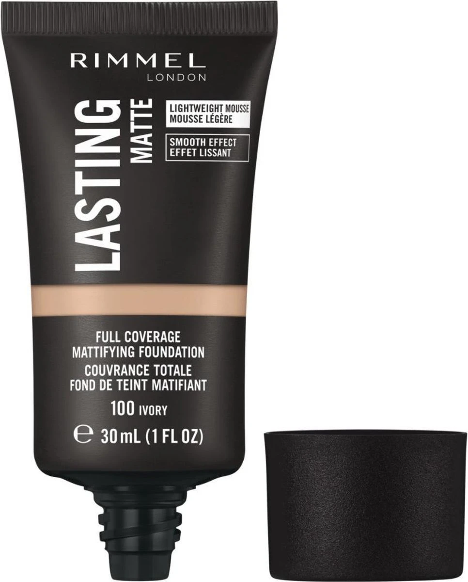 Rimmel London Lasting Matte Foundation - 100 Ivory - Afbeelding 2